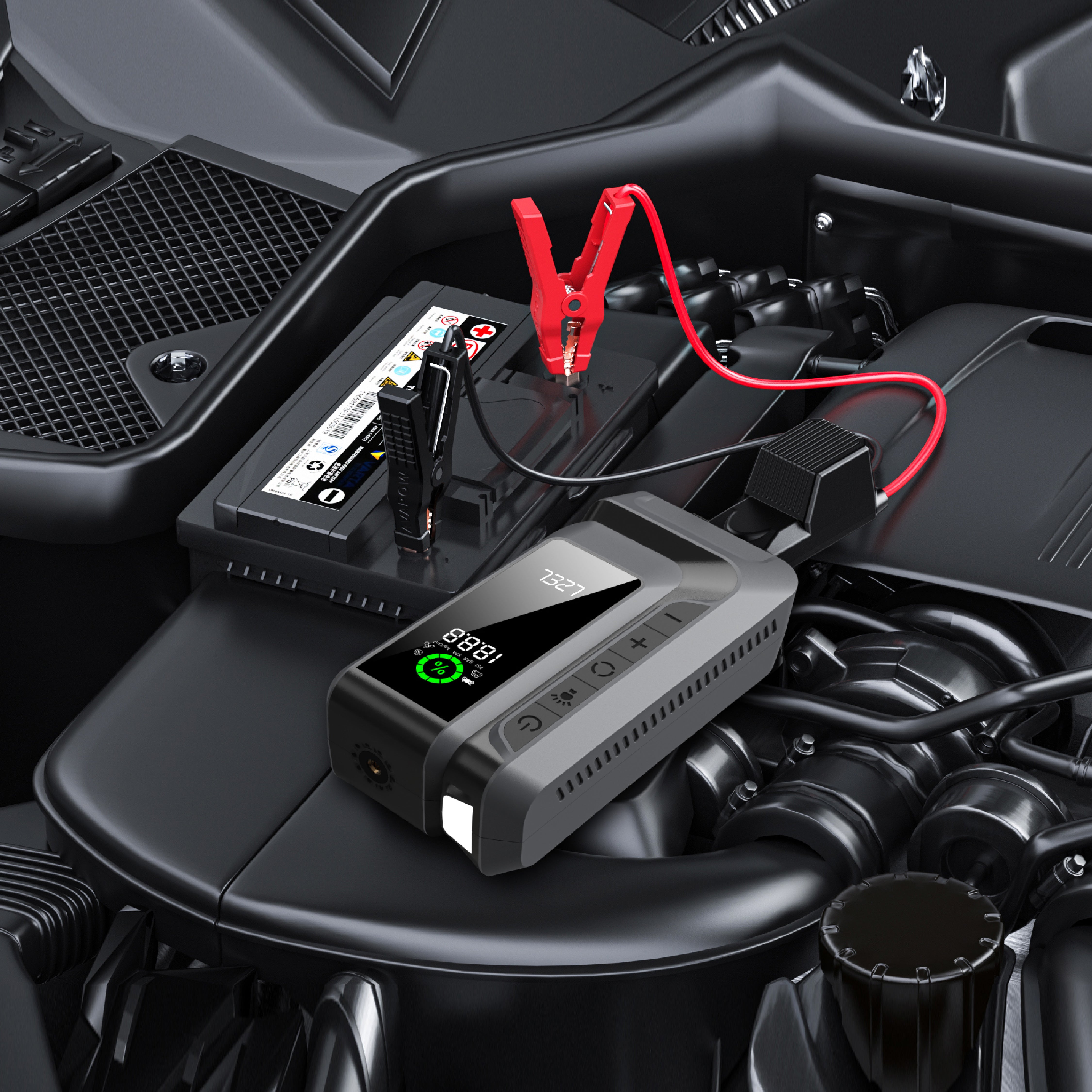 معزز لبطارية السيارة من LZEL EnergizeIgnite Air 12000mAh 12V مع كشاف LED ومنفاخ إطارات | رمادي/أسود معزز لبطارية السيارة من LZEL EnergizeIgnite Air 12000mAh 12V مع كشاف LED ومنفاخ إطارات | رمادي/أسود